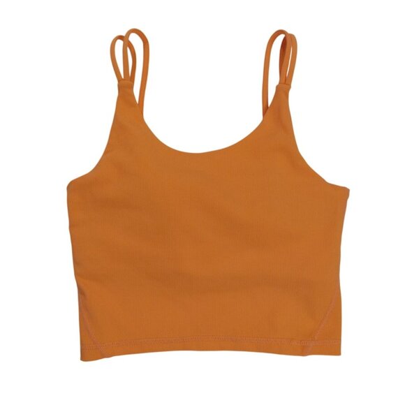 Wilo Tops - Wilo Womens Orange Ribbed Crop Tank Top Double Strap Stretch Size S NWOT.